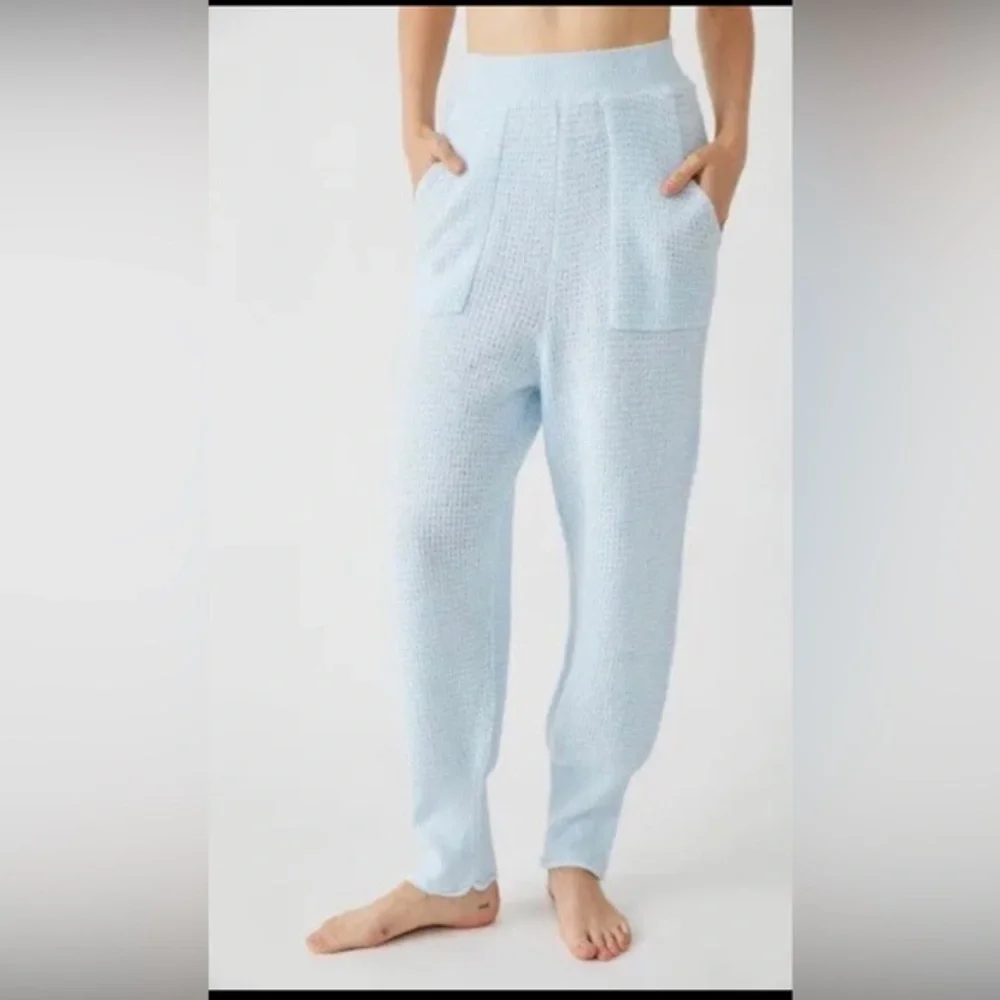 Free people intimately‎ free C.O.Z.Y waffle knit fuzzy jogger Pants size L new
